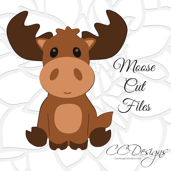 Cute Moose SVG Cut File, Woodland Theme Baby Shower and Nursery Decor, Woodland animals SVG for Cricut,