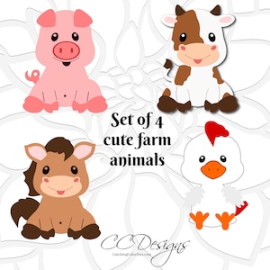 Animaux de la ferme Svg, vache SVG, clipart animaux, cheval, fichier de coupe de porc, cochon, svg de poulet coupe fichiers, fichiers SVG, ensemble SVG animaux de grange, fichiers Dxf