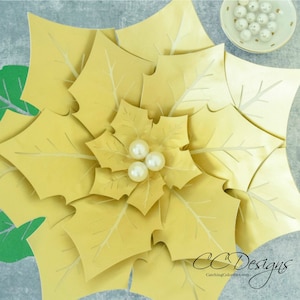 Fiori di carta gigante Poinsettia, fiori di carta, modelli e tutorial di fiori stampabili, fiori di Natale, decorazioni natalizie