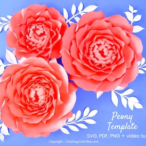 Giant Flower Template SVG Cut Files, PDF Printable Flower Template, Paper Flower Backdrop Wall Decor, Peony Paper Flower Template image 1