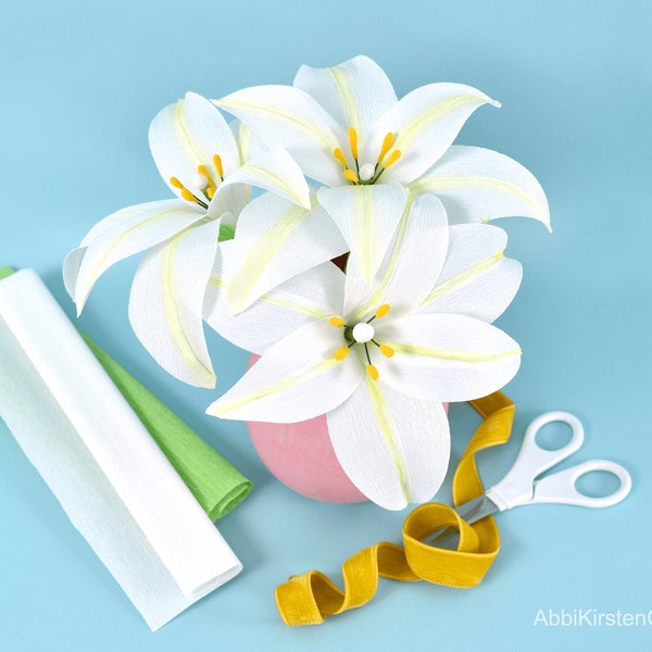 Crepe Paper Easter Lily Template and Tutorial, Lily SVG File, Lily PDF Printable Templates, Paper Flower Bouquet, Instant Download