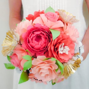Plantillas de ramos de boda alternativos con flores de papel, ramos de novia, pequeñas plantillas SVG y PDF con flores de papel, descarga instantánea