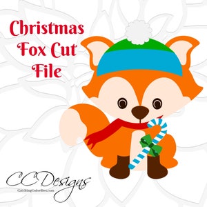 Fichiers de découpe Svg animaux de Noël, canne en bonbon, bébé renard Svg, assistants du père Noël, fichiers de coupe SVG, DXF, PNG, utilisation avec Cricut & Silhouette
