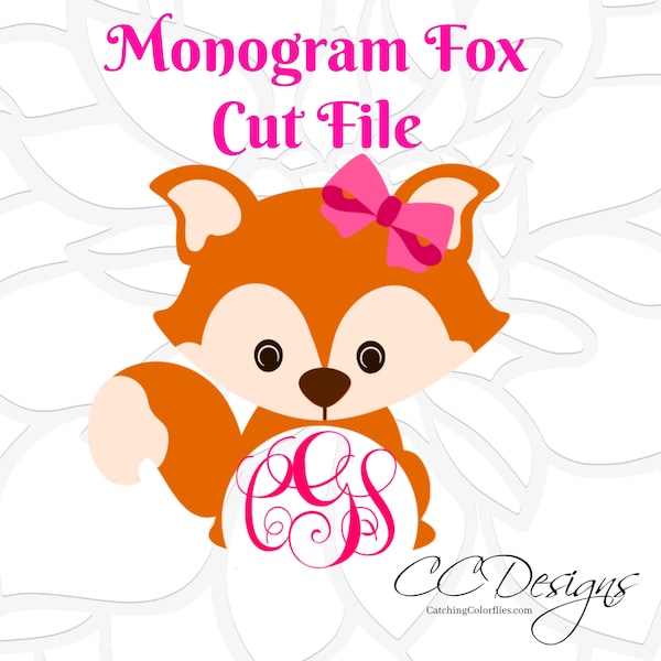 Circle Monogram Baby Fox SVG & DXF Cutting Files, Cute Fox Png Clip Art, Circle Monogram SVG, Cut files for Silhouette and Cricut