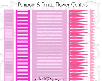 Pompom Papier Blume Mitte SVG Vorlage, Große Papier Blume Mitte Vorlage, Sofortiger Download DIY Blumen Vorlagen