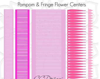 Pompom Paper Flower Center SVG Template, Large Paper Flower Center Template, Instant Download DIY Flower Templates