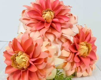 Autumn Dahlia Paper Flower Templates, Fall Decor, Fall Flower Centerpiece, Printable Flower Templates, Paper Flower SVG Files