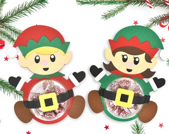Set of 2 Elf Boy and Elf Girl Candy Holders SVG Cut Files, Christmas Candy Holder, Elf SVG File, Candy Ornament SVG FIles