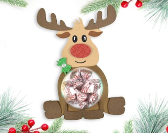 Rudolph Rentier Candy Halter SVG geschnitten Dateien, Weihnachten Candy Halter, Rudolph SVG Datei, Rentier Candy Ornament SVG-Dateien