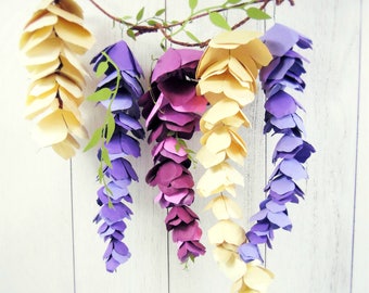 Hanging Wisteria Paper Flowers, Wisteria Templates, DIY Pattern, SVG files, Paper Flowers, Purple Wisteria Flowers, Wedding Flowers