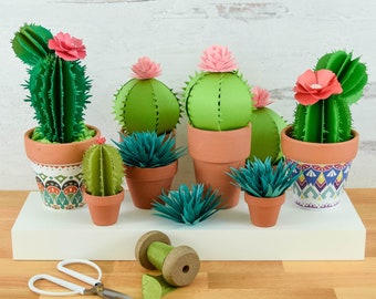 Paper Cactus Templates and Tutorial, Paper Cacti SVG and PDF Flower Templates, Plant Templates, Instant Download