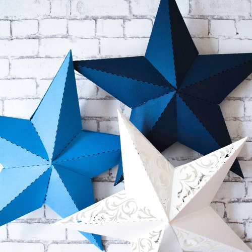 3D Paper Star Printable Template SVG Star Cut Files DXF - Etsy