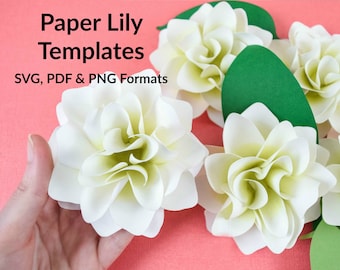 Lily Paper Flower Templates, Paper Flowers SVG Cut Files and PDF Printable Templates, DIY Flower Templates, Instant Download