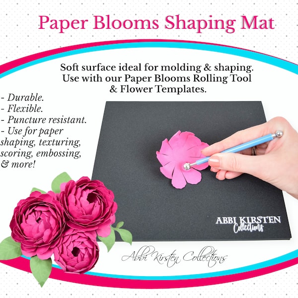 Paper Flowers Molding Mat & Shaping Tool Set, Flower Shaping Kit and Ball Stylus Tools to use with Paper Flower Templates, Embossing Mat