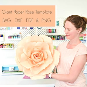 SVG Blumen Vorlage, PDF Blumen Vorlage, Riesen Rose Papier Blume Vorlagen für Cricut oder Silhouette