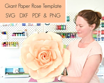 SVG Flower Template, PDF Flower Template, Giant Rose Paper Flower Templates for Cricut or Silhouette