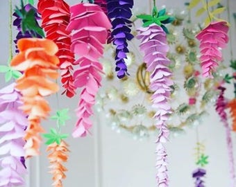 Wisteria Paper Flowers, Hanging Wedding Flowers, SVG Paper Flower Cut Files, Flower Templates and Tutorial, Wedding Paper Flowers