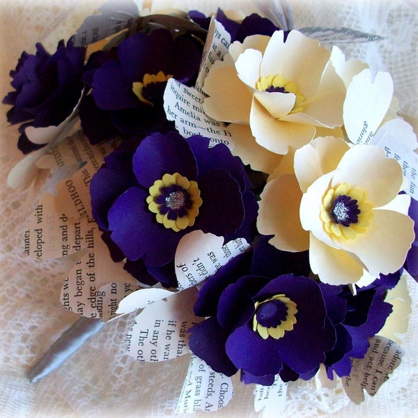 DIY Paper flower Bouquet Templates & patterns - DIY Paper wedding bouquet - Book page flowers - flower patterns- DIY bridal bouquet