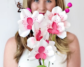 Paper Orchid Templates and Flower Tutorial, DIY Paper Orchid Arrangement for Wedding Flowers, Paper Bouquet, Paper Flower SVG