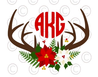 Antler Monogram Svg Etsy