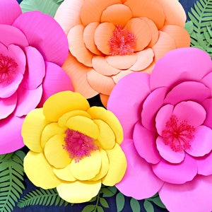 Hibiskus Papierblumen Vorlagen, riesige Papierblumen Vorlagen & Tutorials, druckbare Vorlagen, SVG-Schnittdateien für Cricut und Silhouette