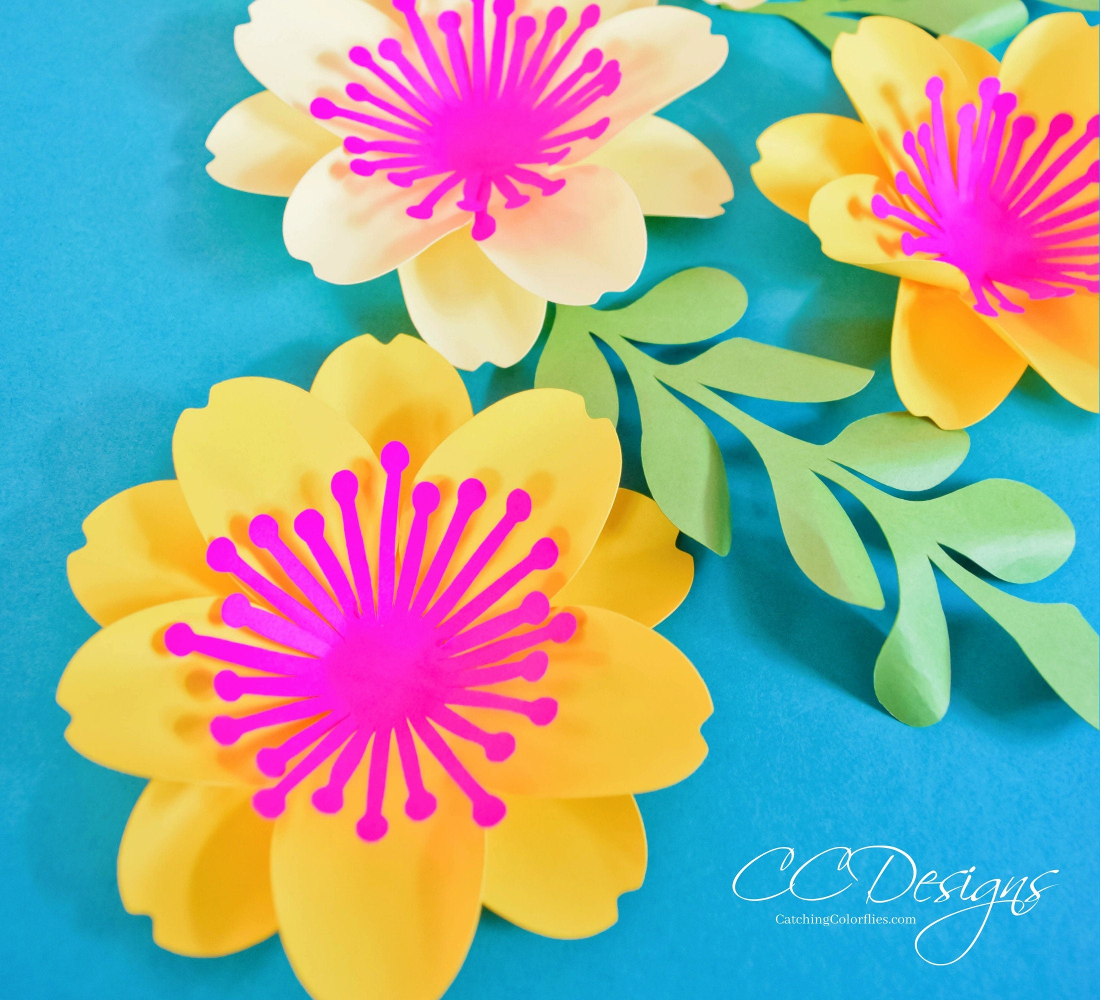 Party Decorations, Rainbow, Paper Flowers, Paper Leaf Template, Giant ...