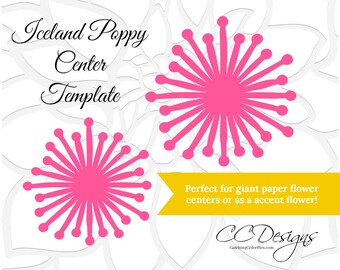 Large Paper Flower Center Template, Giant Paper Flowers, Paper Flowers, PDF Templates, SVG Cut Files, PNG Image