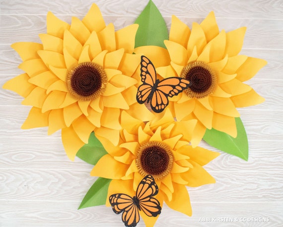 Large Paper Sunflower Diy Templates Pdf Flower Templates And Flower Svg Cut Files Use With Cricut Cutting Machines By Catching Colorflies Catch My Party