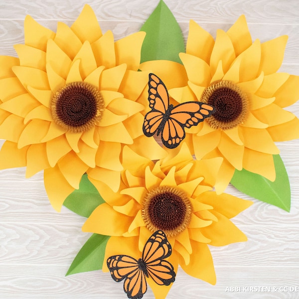 Large Paper Sunflower DIY Templates, PDF Flower Templates and Flower SVG Cut Files, Use with Cricut, Cutting Machines