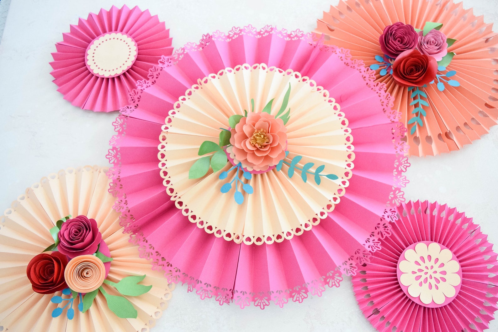 DIY Paper Fan Rosette SVG Flower Templates Hanging Paper Etsy