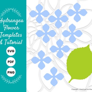 Hydrangea Paper Flower Pattern, DIY Flower Tutorial with Paper Flower SVG Cut Files and PDF Printables image 7
