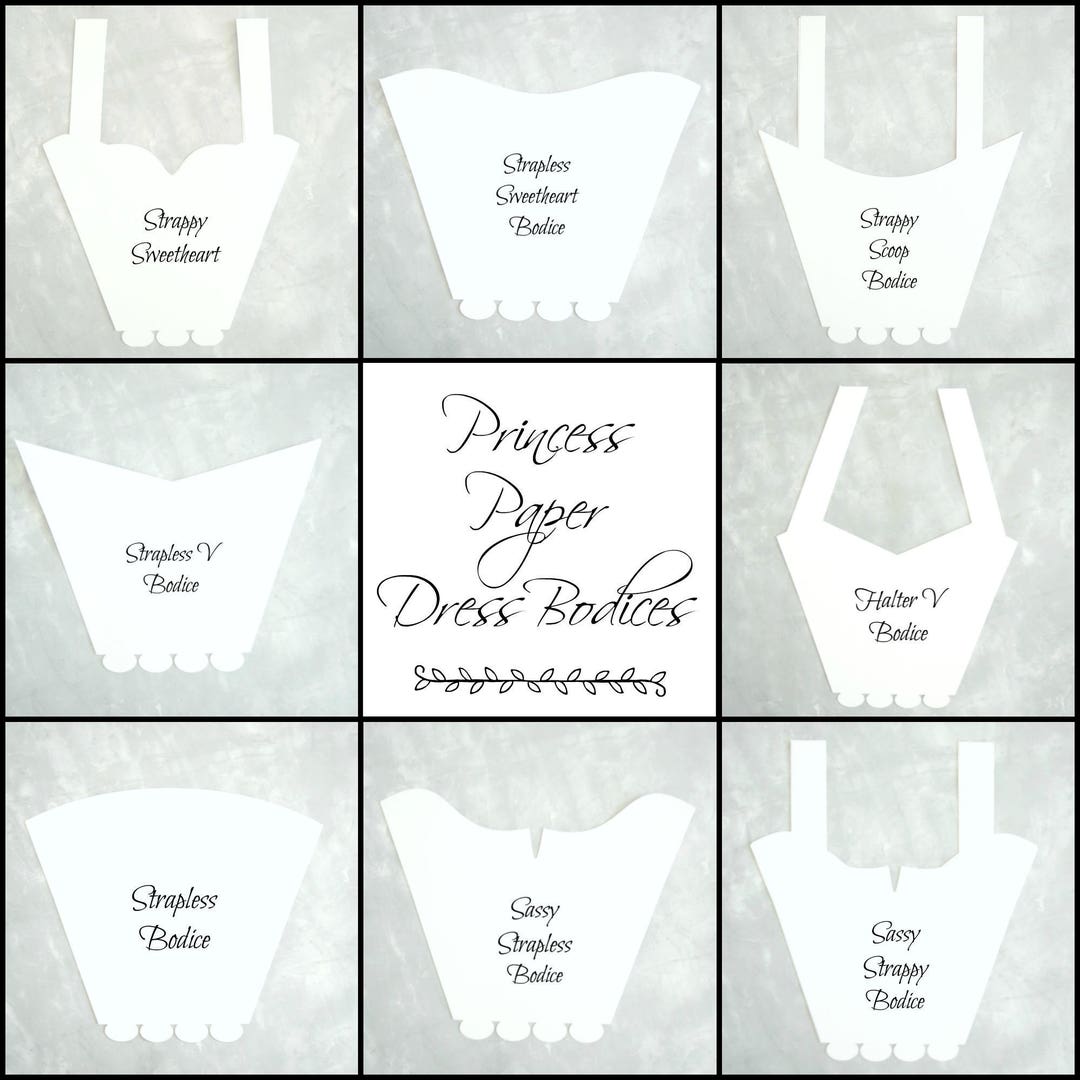 DIY Paper Dress Bodice Templates Princess Party Decor Paper Dresses DIY Paper Dress Bodice Templates Princess Party Decor Paper Dresses