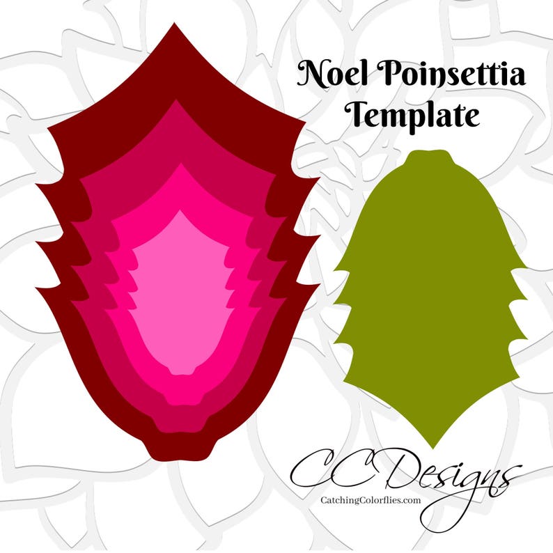 PDF and SVG Christmas Poinsettia Paper Flower, DIY Paper Flower Template, Instant Download image 3