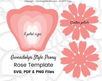 Peony Rose DIY Paper Flower Templates for Nursery Decor, Paper Flower SVG and Printable PDF, Nursery Wall Art, Girl Baby Shower Decor,
