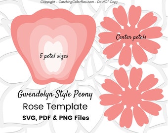 Peony Rose DIY Paper Flower Templates for Nursery Decor, Paper Flower SVG and Printable PDF, Nursery Wall Art, Girl Baby Shower Decor,