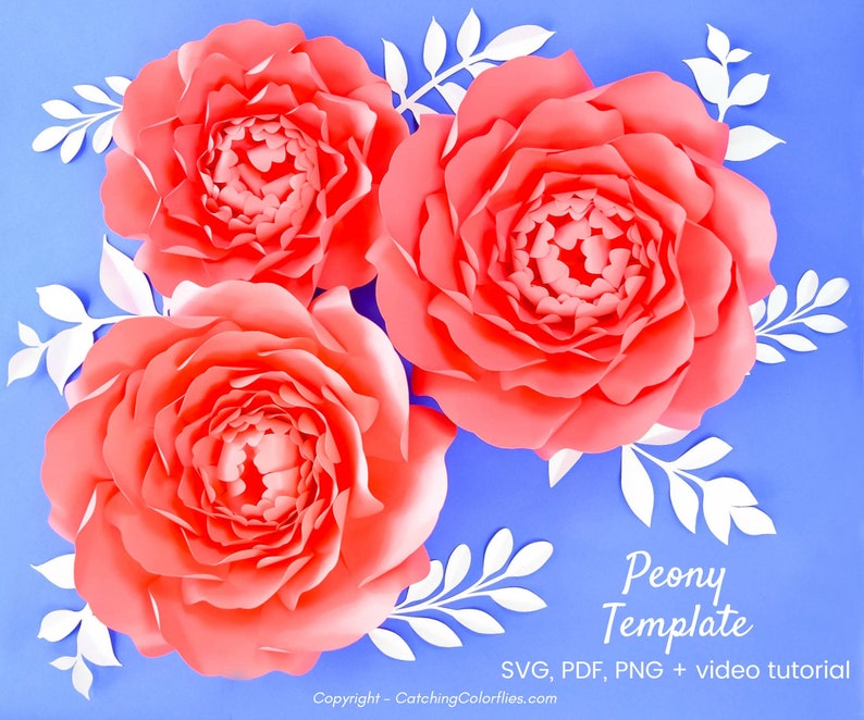 Giant Flower Template SVG Cut Files, PDF Printable Flower Template, Paper Flower Backdrop Wall Decor, Peony Paper Flower Template image 1