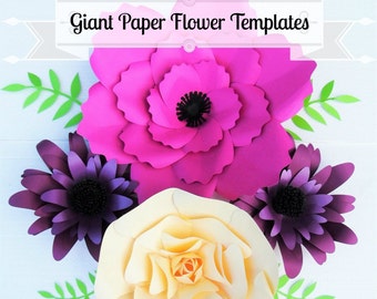Giant Flower Templates- Giant Paper Flower Wall- Wedding Backdrop- SVG Flower Cutting Files- Printable PDF Templates