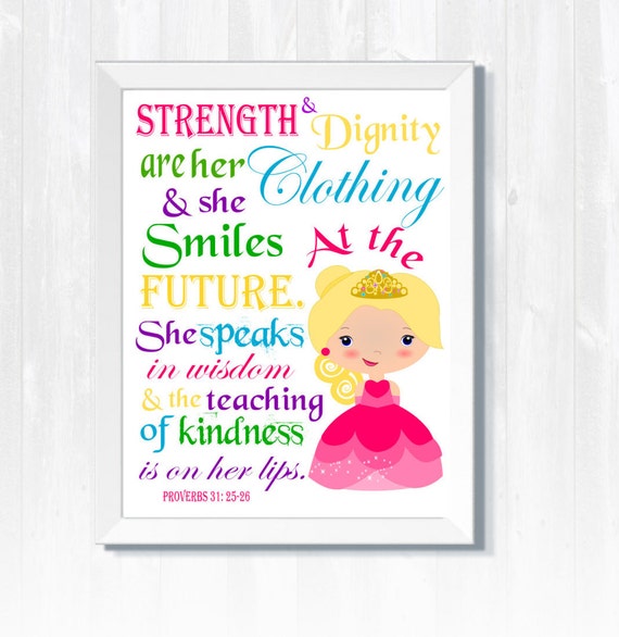 Bible Verse Wall Art Prints Proverbs 31 Nursery Quotes Etsy