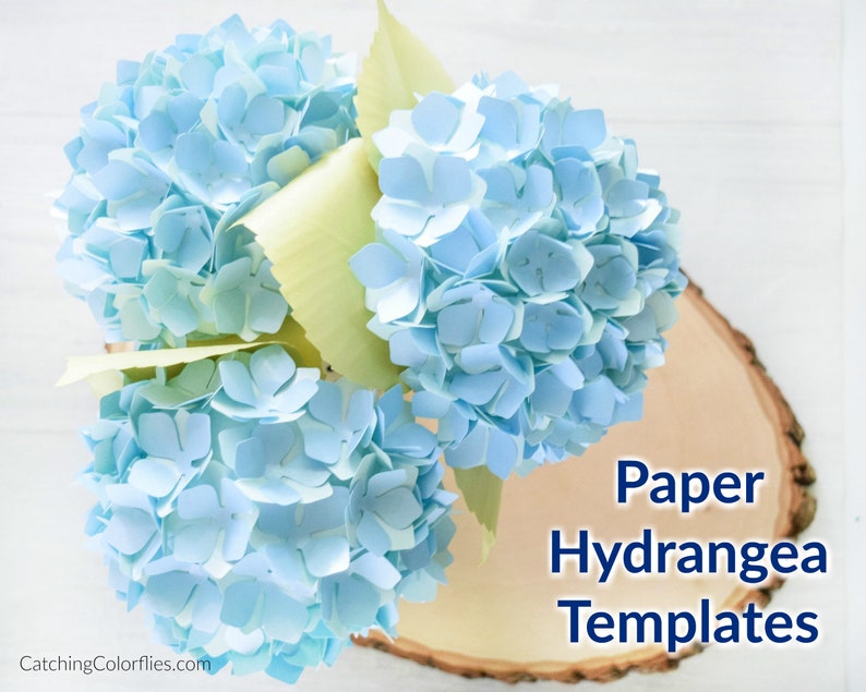 Paper Hydrangea Flower Template Pattern & Tutorial, DIY Small Paper Flowers, Paper Flower SVG Files for Cricut and Silhouette image 1