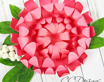 菊の紙の花のテンプレート、菊の SVG カット ファイル、印刷可能な PDF 花のテンプレート