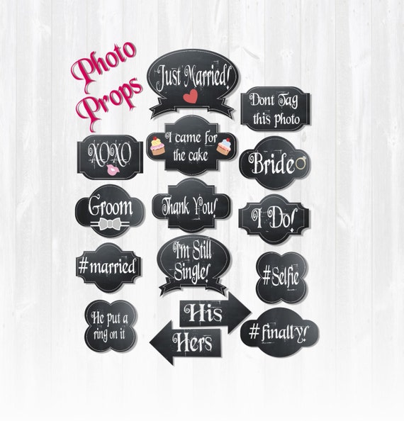 Chalk Board Wedding Photo Booth Props Wedding Reception Props Etsy