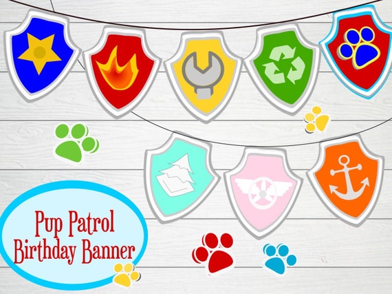 Pet Patrol Birthday Social gathering Banner- Printable Birthday banner graphic regarding Printable Birthday Banner Template identified as Puppy dog Patrol Birthday Bash Banner- Printable Birthday banner