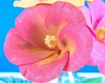 DIY Hibiskus kleine Papierblumen Vorlagen. Sofortiger Download Papierblume SVG und PDF Vorlagen