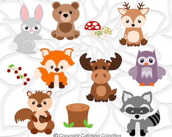 Woodland Animal SVG Cut Files Set, Babyshower en decor kinderkamer, Woodland Uitnodiging Babyshower en decoraties