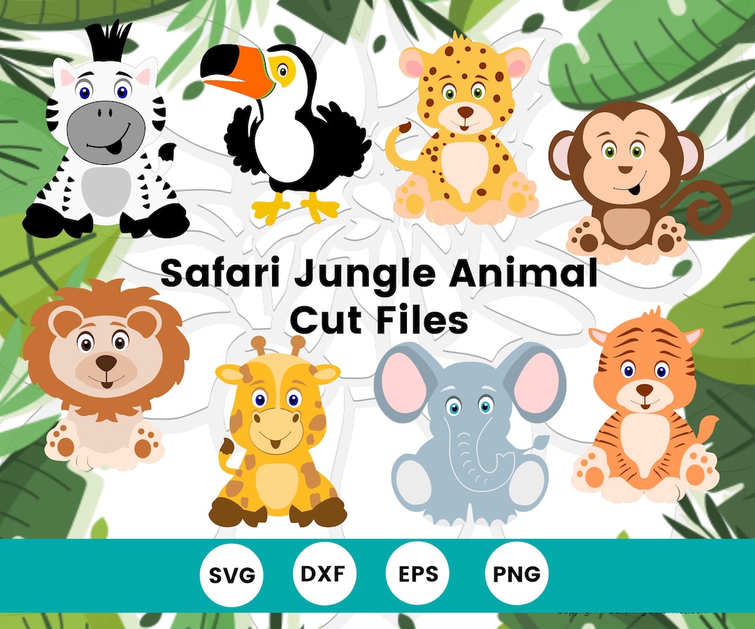 Jungle Safari Animal SVG Cut Files, Safari Jungle Baby Shower, Jungle