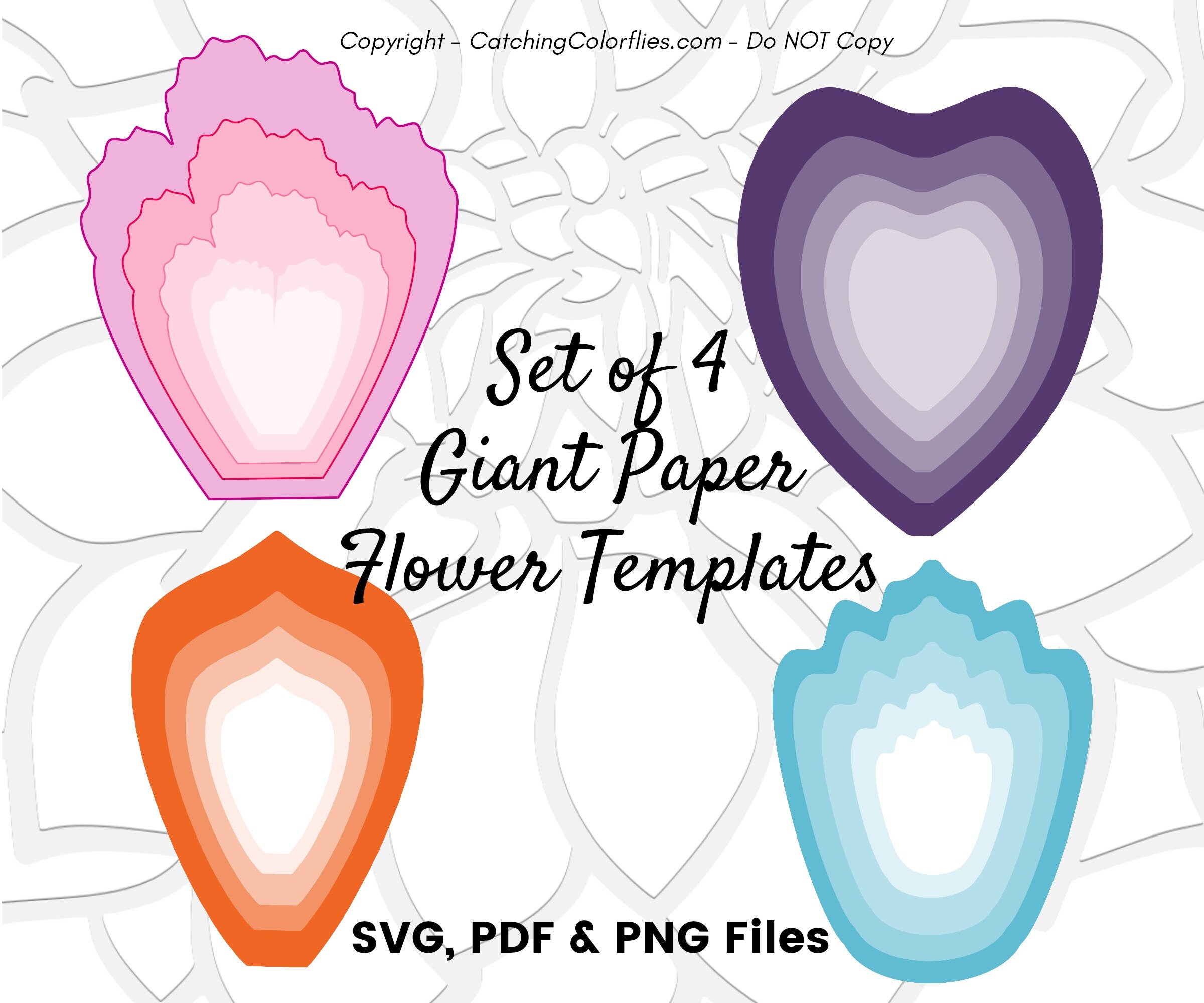 paper flower templates pdf printable flower templates flower etsy