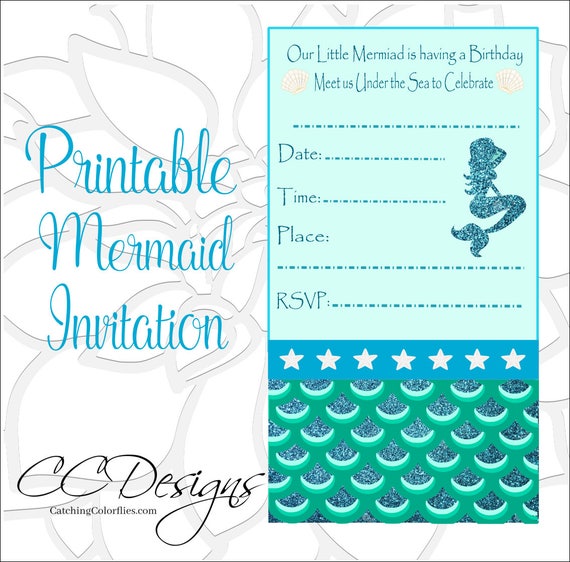 mermaid printable invite mermaid birthday party invitation etsy printable invite
