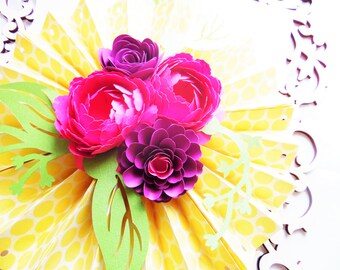 Paper Flower Patterns - DIY Paper flower templates- Paper Rosette Templates - Peony Flower Templates, Instant Download