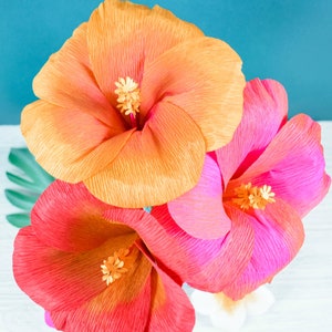Plantillas de flores de papel crepé de hibisco, plantilla de flores de papel SVG para Cricut y Silhouette, patrones de flores imprimibles