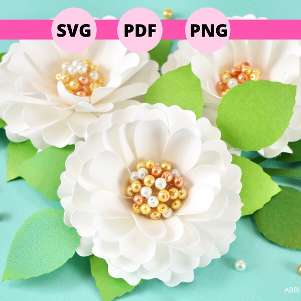 Dahlia Paper Flower Template, Small Paper Flower SVG and PDF Templates, Paper Bouquet, DIY Flower Template, Instant Download